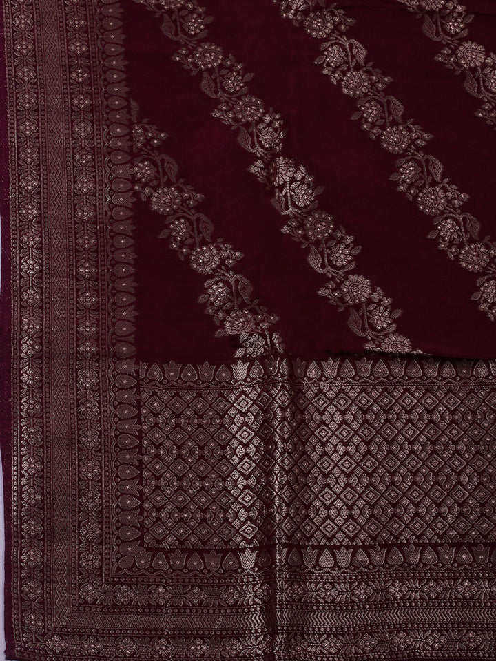 Woven Design Chanderi Unstitched Suit With Dupatta