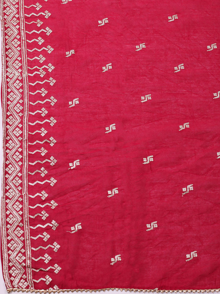 Embroidered Cotton Unstitched Suit With Pant &amp; Dupatta