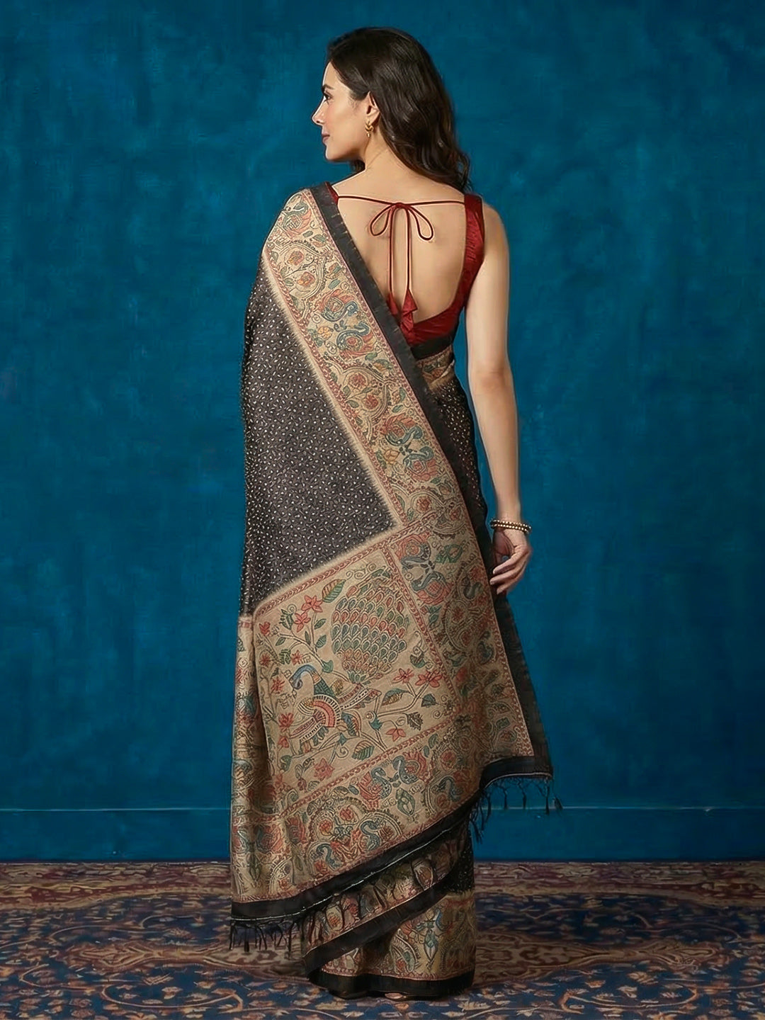 Printed Tussar Silk Saree