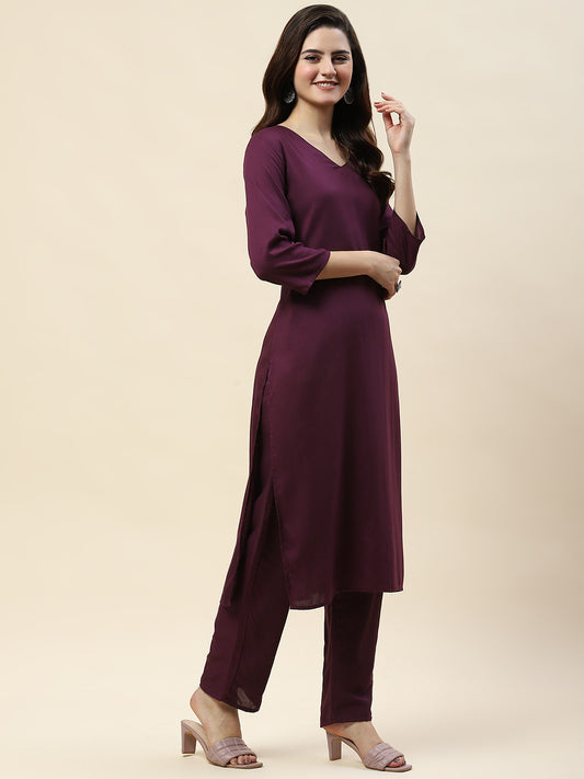 Plain Cotton Kurta With Pants