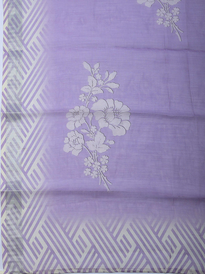 Embroidered Linen Blend Unstitched Suit With Pant &amp; Dupatta