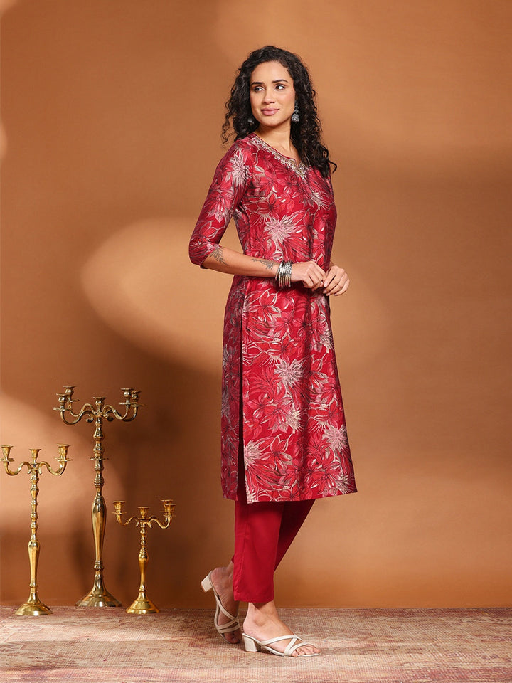 Printed Cotton Blend Kurta With Pant &amp; Dupatta