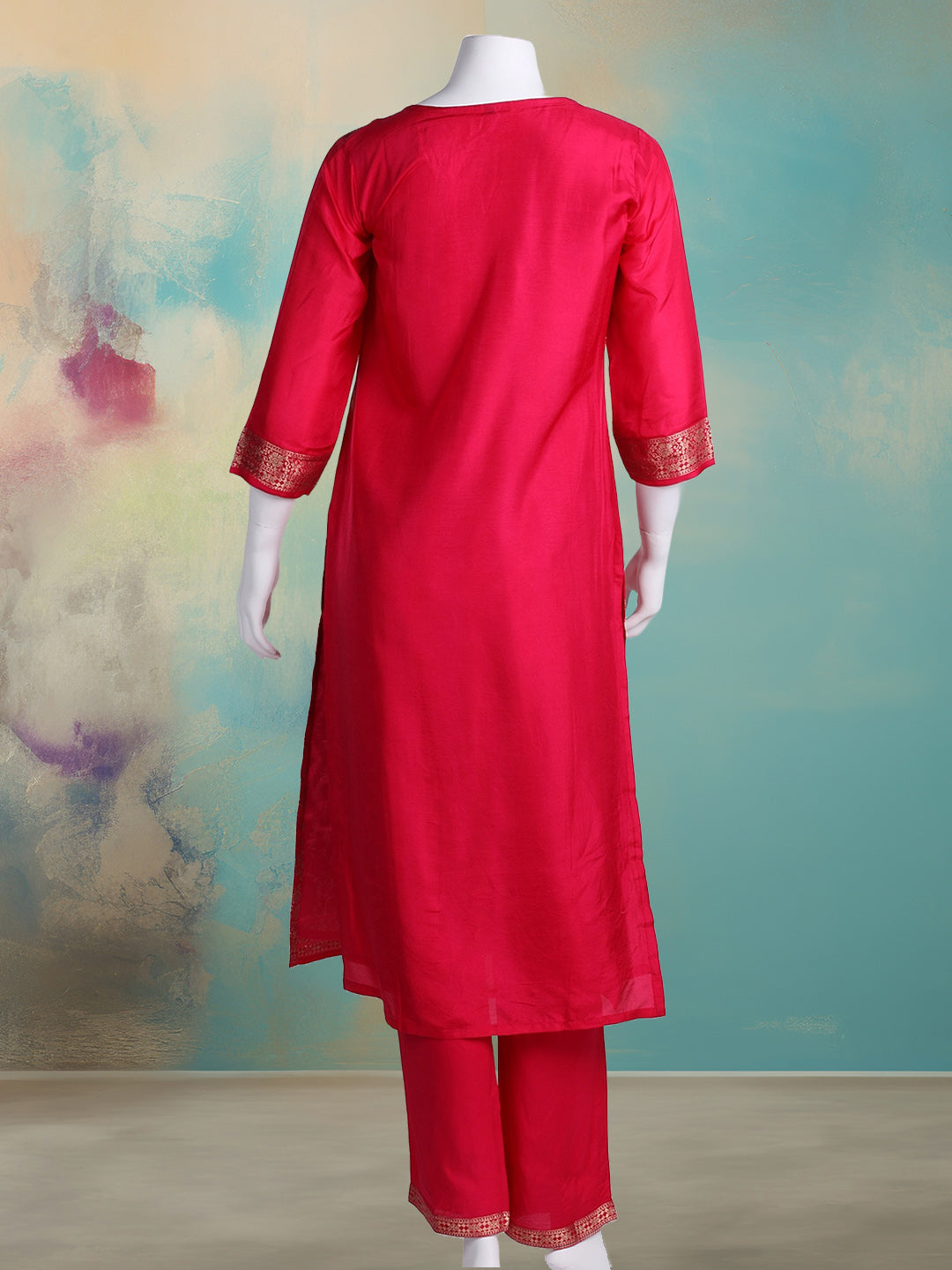 Embroidered Banarasi Kurta With Pant &amp; Dupatta