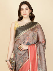 Digital Floral Printed Cotton Saree