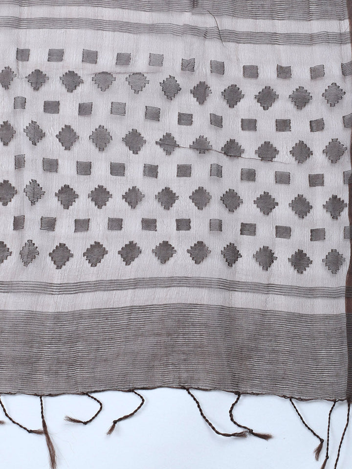 Embroidered Cotton Blend Unstitched Suit With Pant &amp; Dupatta