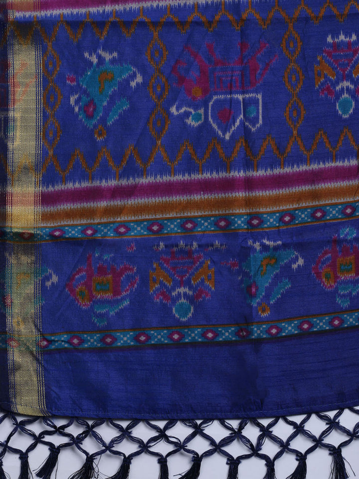 Woven Design Art Silk Unstitched Kurta With Pant &amp; Dupatta