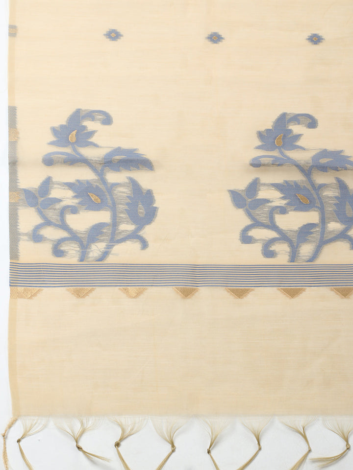 Printed Chanderi Unstitched Suit With Pant &amp; Dupatta