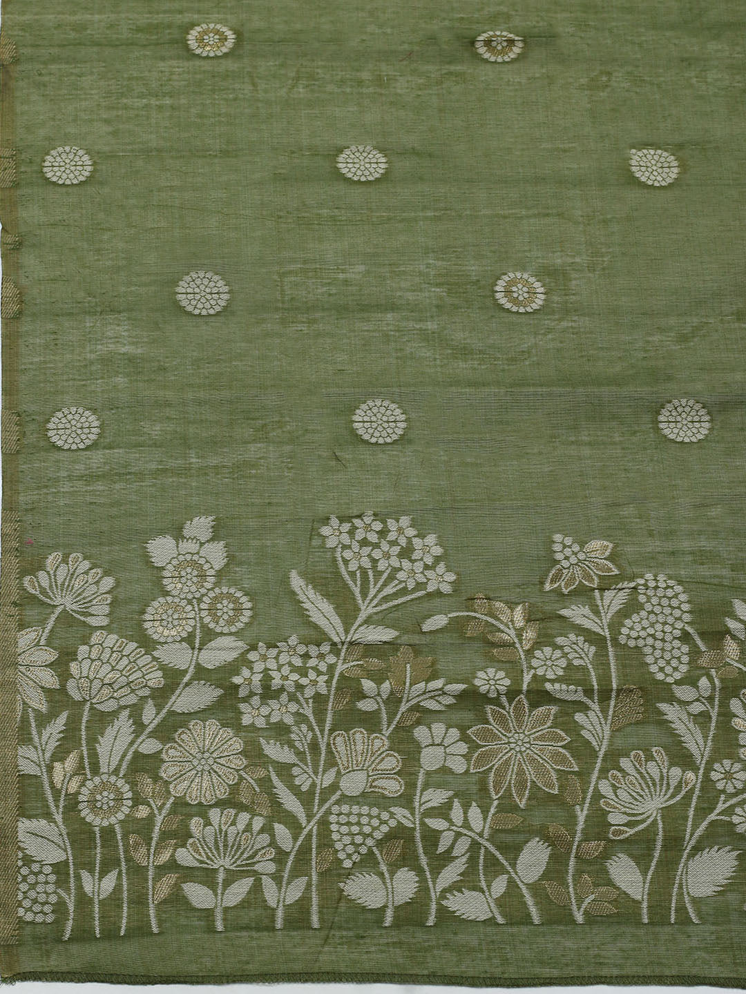 Embroidered Cotton Blend Unstitched Suit With Pant &amp; Dupatta