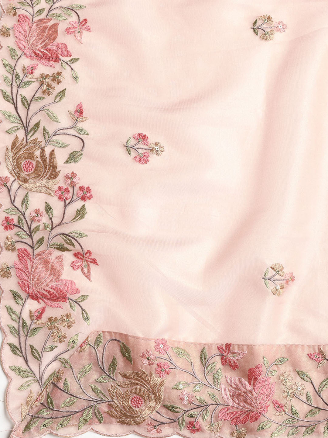 Embroidered Organza Unstitched Suit With Dupatta