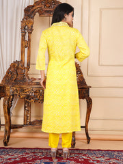 Neck Embroidery Cotton Blend Kurta With Pants & Dupatta