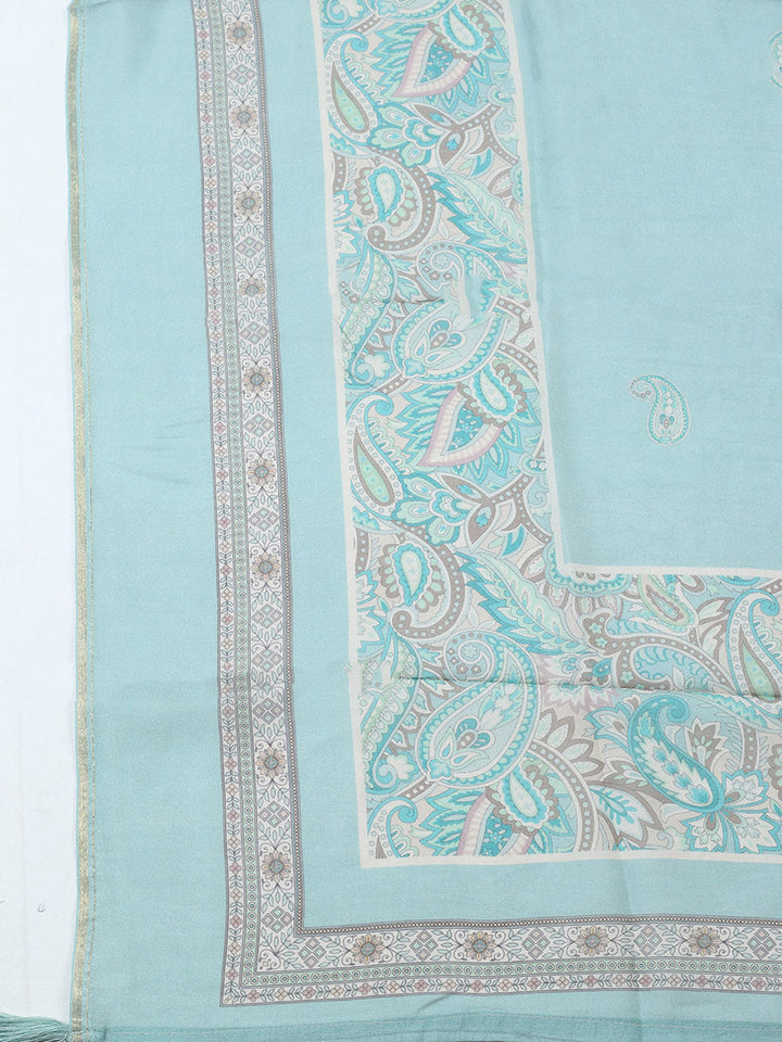 Embroidered Muslin Unstitched Suit With Pant &amp; Dupatta