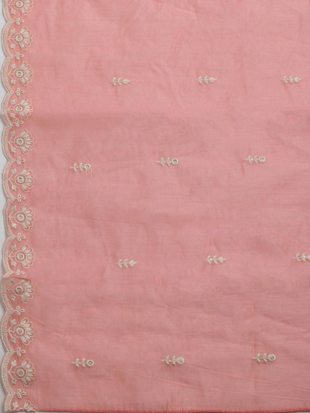 Embroidered Chanderi Unstitched Kurta With Pant & Dupatta