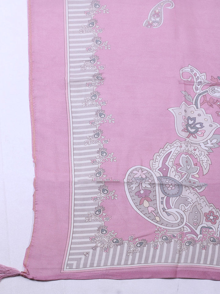 Embroidered Muslin Unstitched Suit With Pant &amp; Dupatta