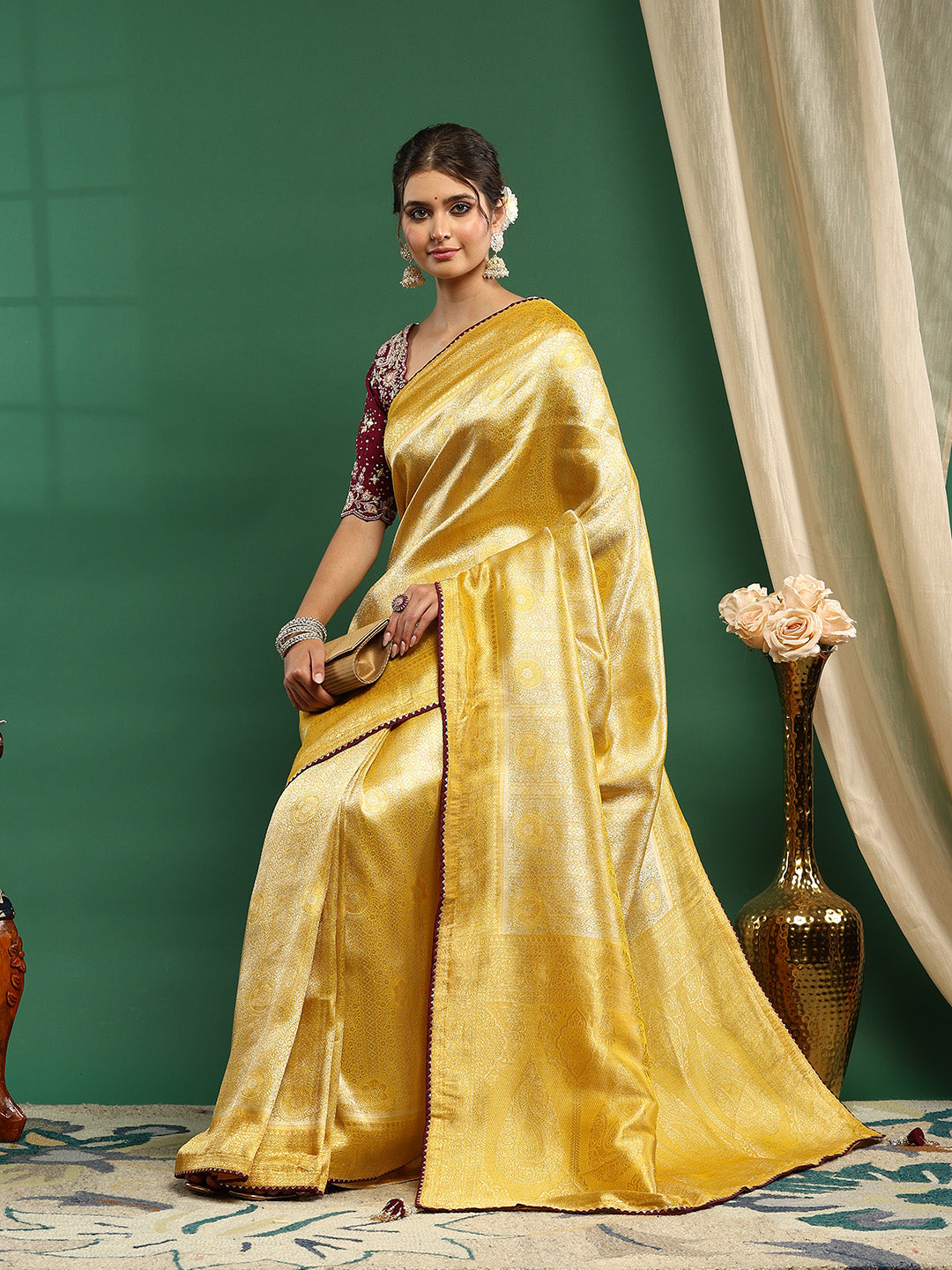 Embroidered Dola Silk Saree