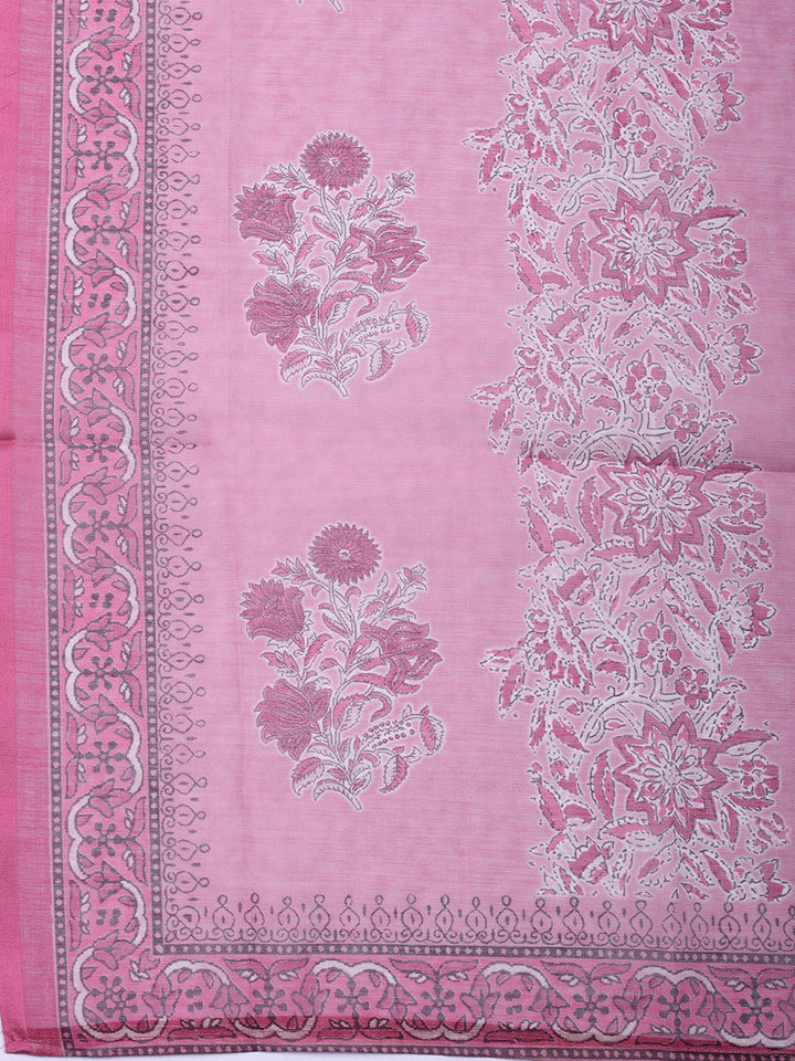 Embroidered Cotton Blend Unstitched Suit With Pant &amp; Dupatta