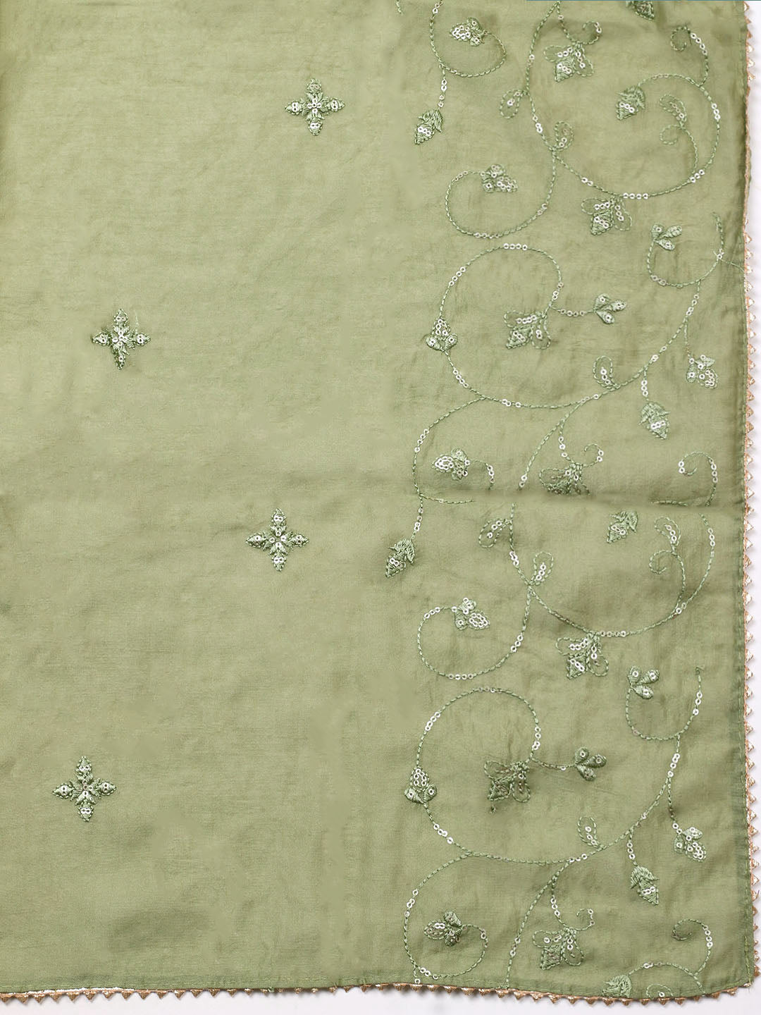 Embroidered Cotton Unstitched Suit With Pant &amp; Dupatta