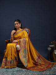 Digital Printed Art Silk Unstitched Suit With Pant & Dupatta