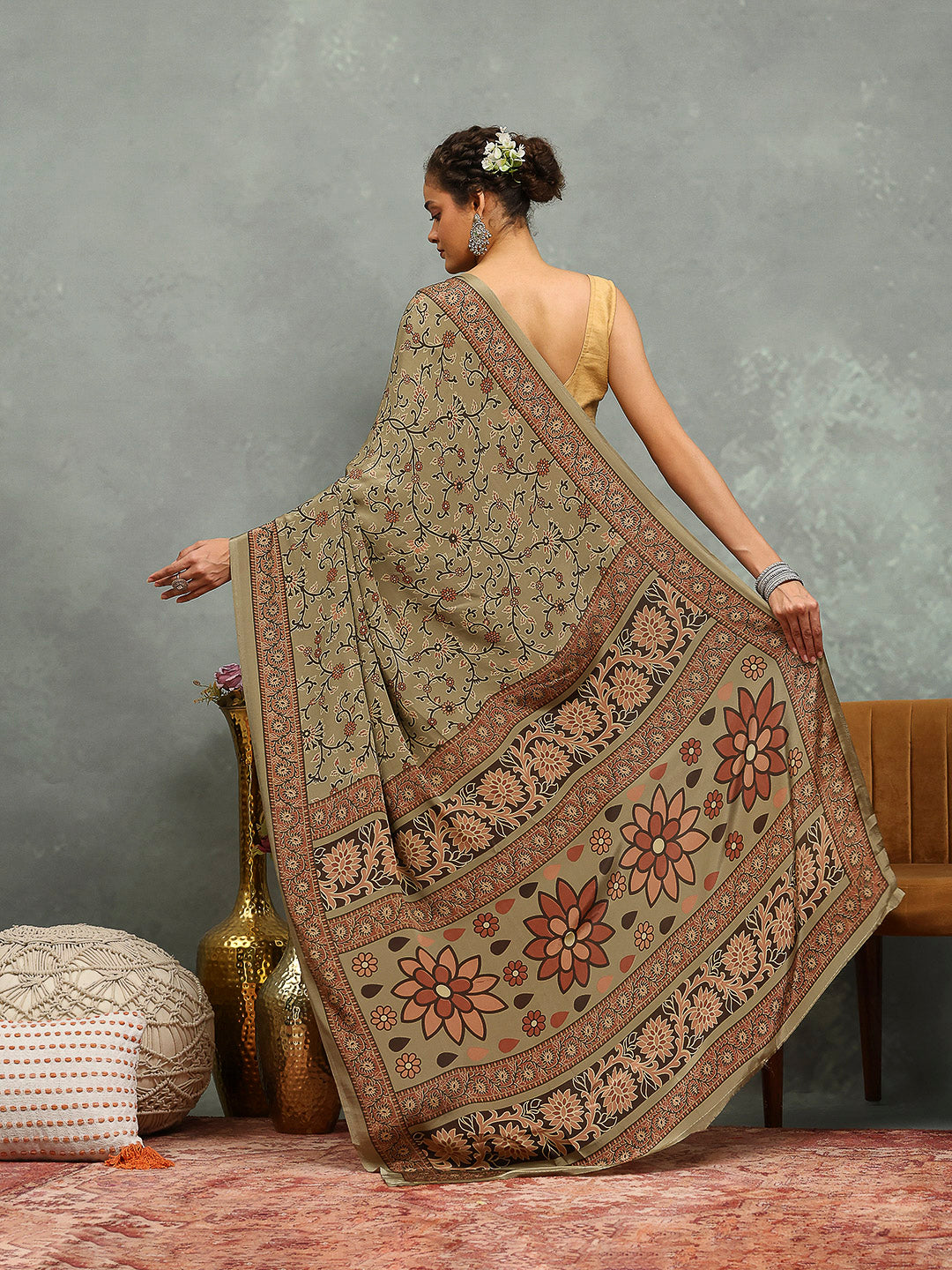 Digital Printed Crepe Saree