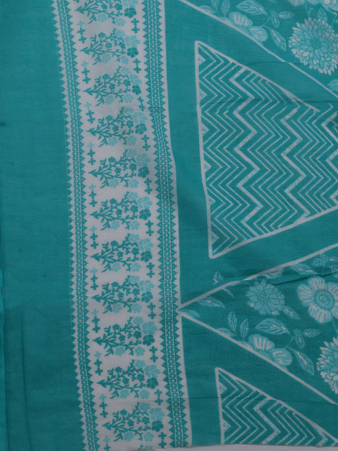 Printed Cotton Blend Unstitched Suit With Dupatta