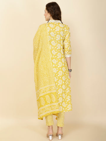 Printed Cotton Suit Set With Dupatta