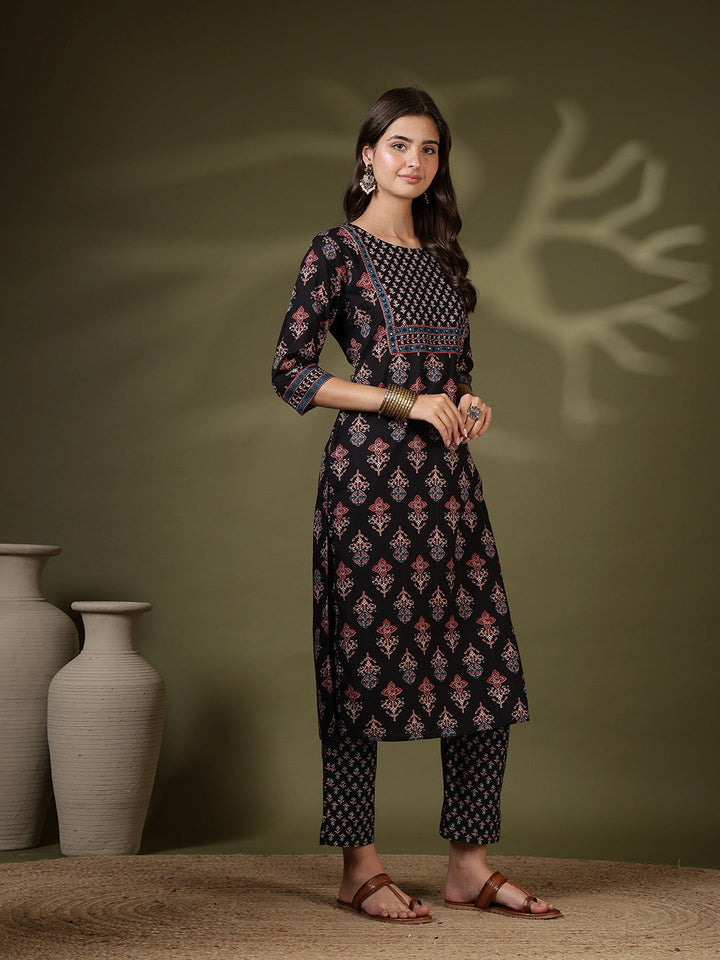 Printed Cotton Blend Kurta With Pant &amp; Dupatta