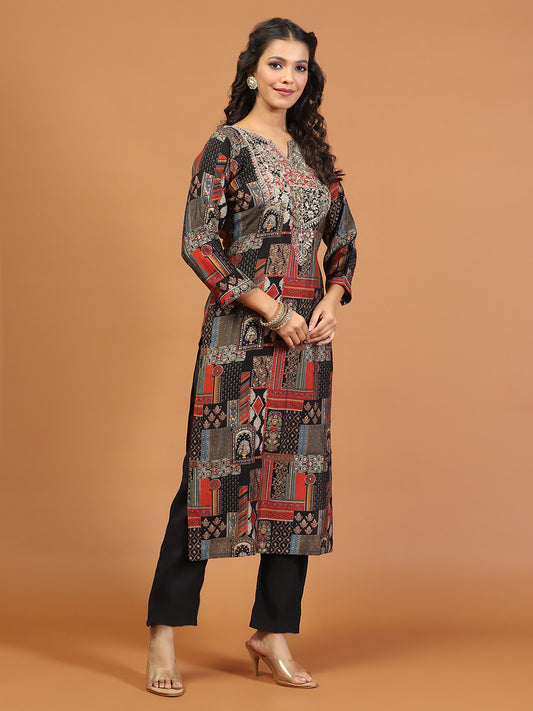 Digital Printed Muslin Kurta With Pants