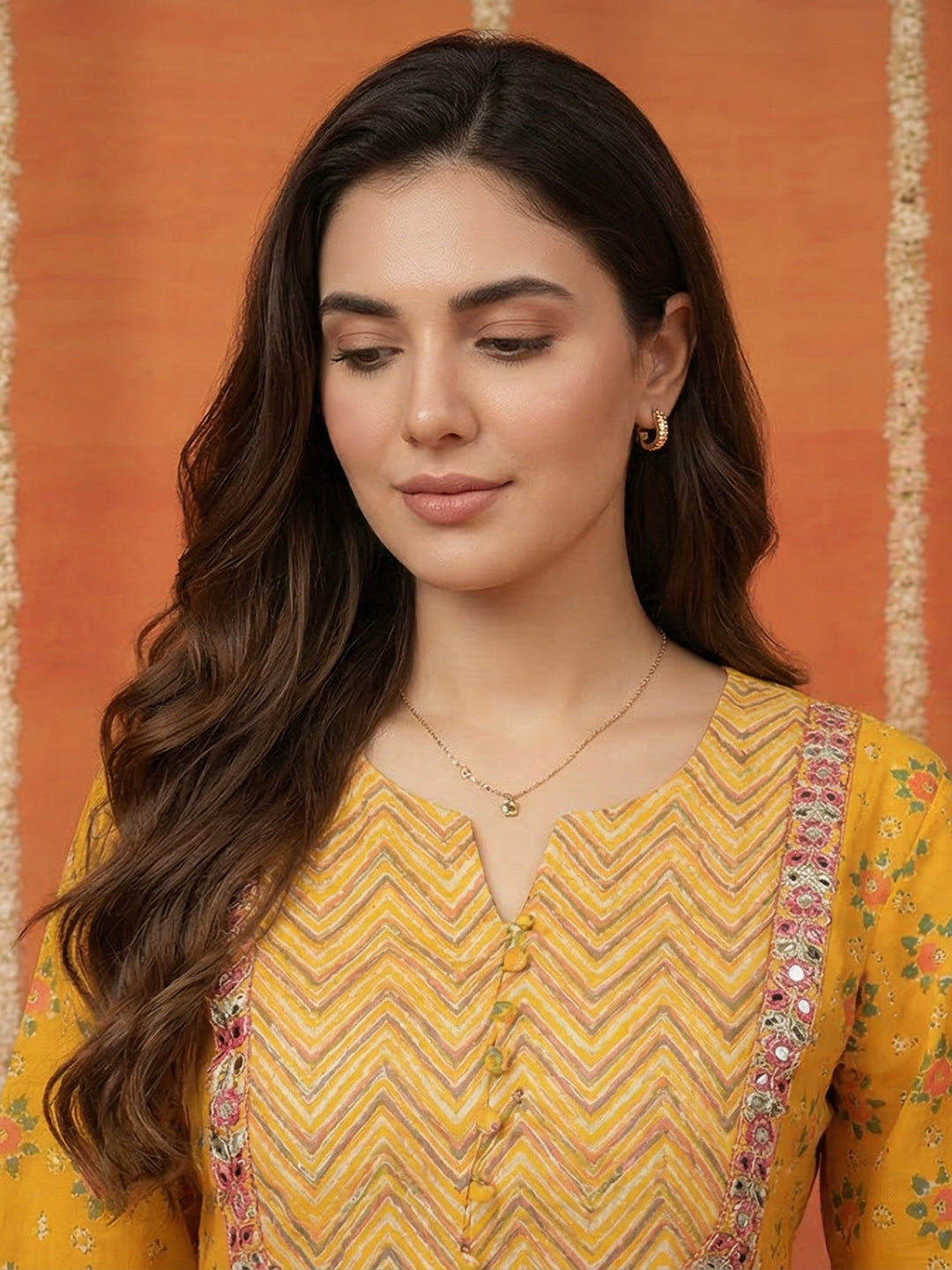 Printed Cotton Blend Kurta With Pant &amp; Dupatta