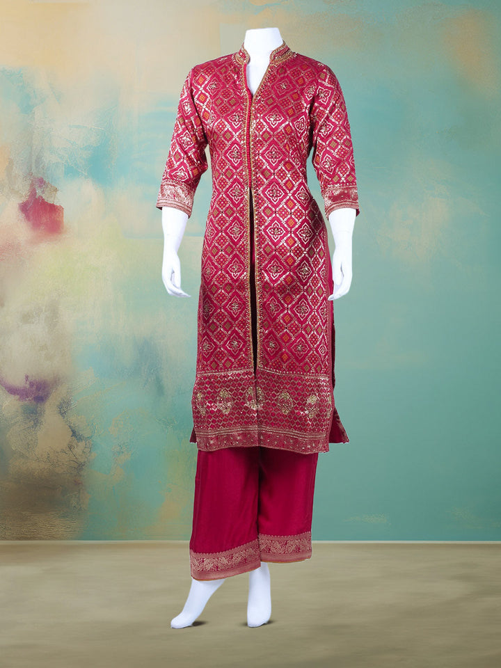 Banarasi Wave With Embroidered Kurta With Palazzo &amp; Dupatta