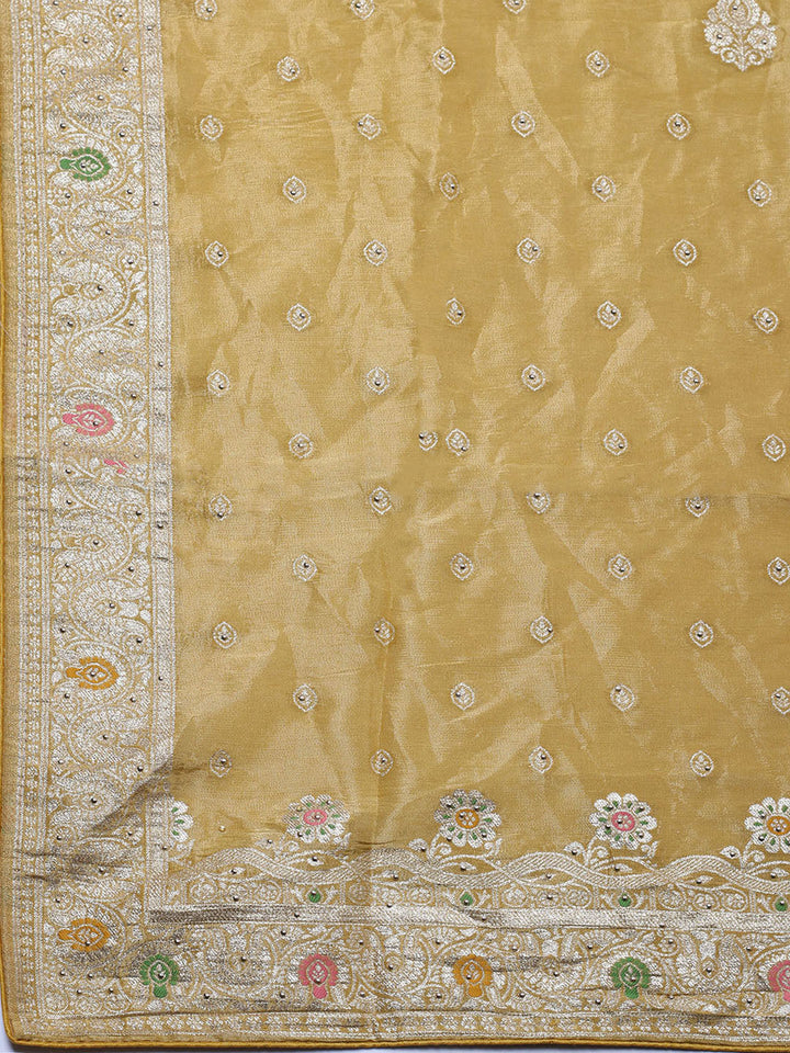 Woven Design Tissue Unstitched Suit With Pant &amp; Dupatta