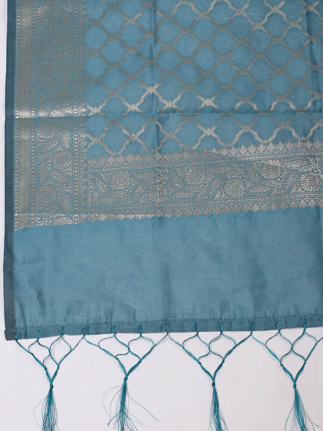 Woven Design Chanderi Unstitched Suit With Pant &amp; Dupatta