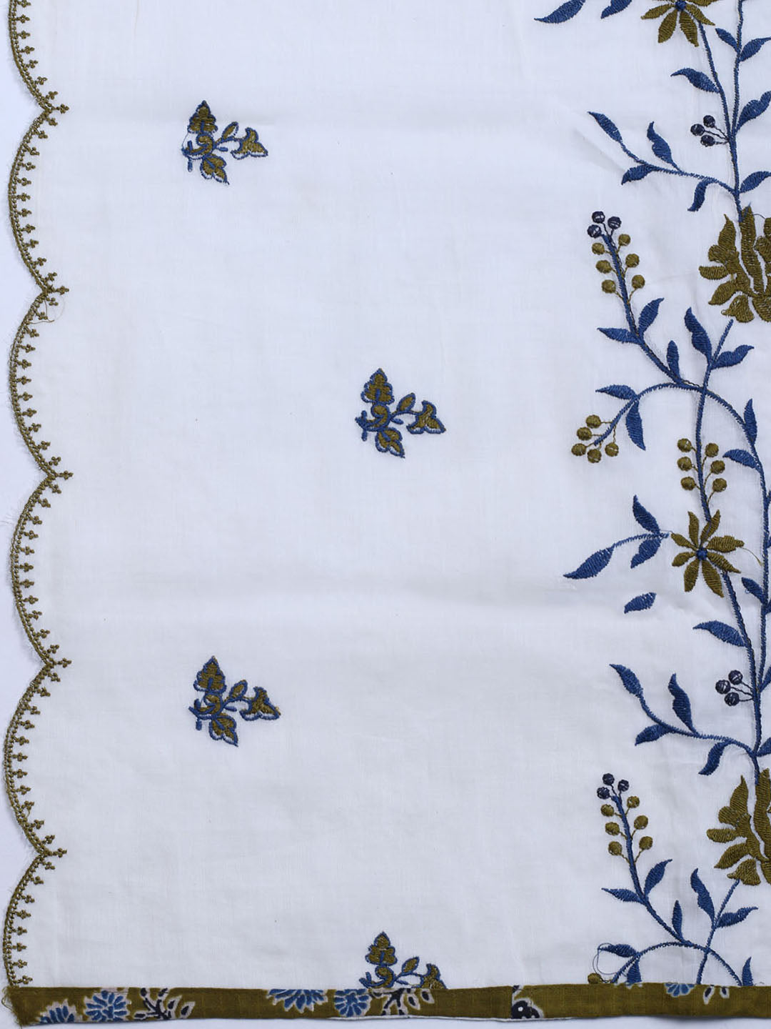 Neck Embroidered Cotton Blend Unstitched Suit With Dupatta