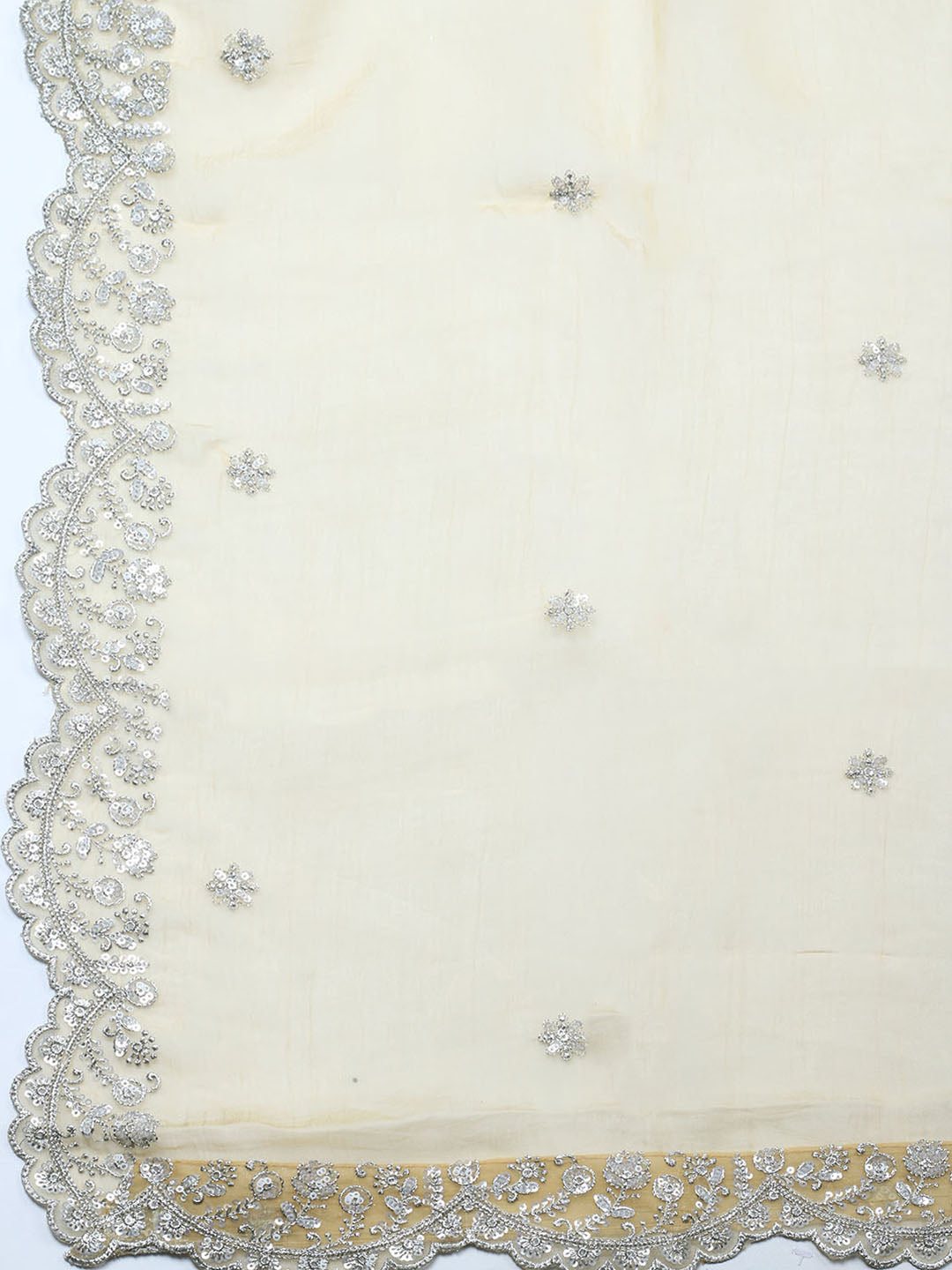 Embroidered Organza Unstitched Suit With Pant &amp; Dupatta