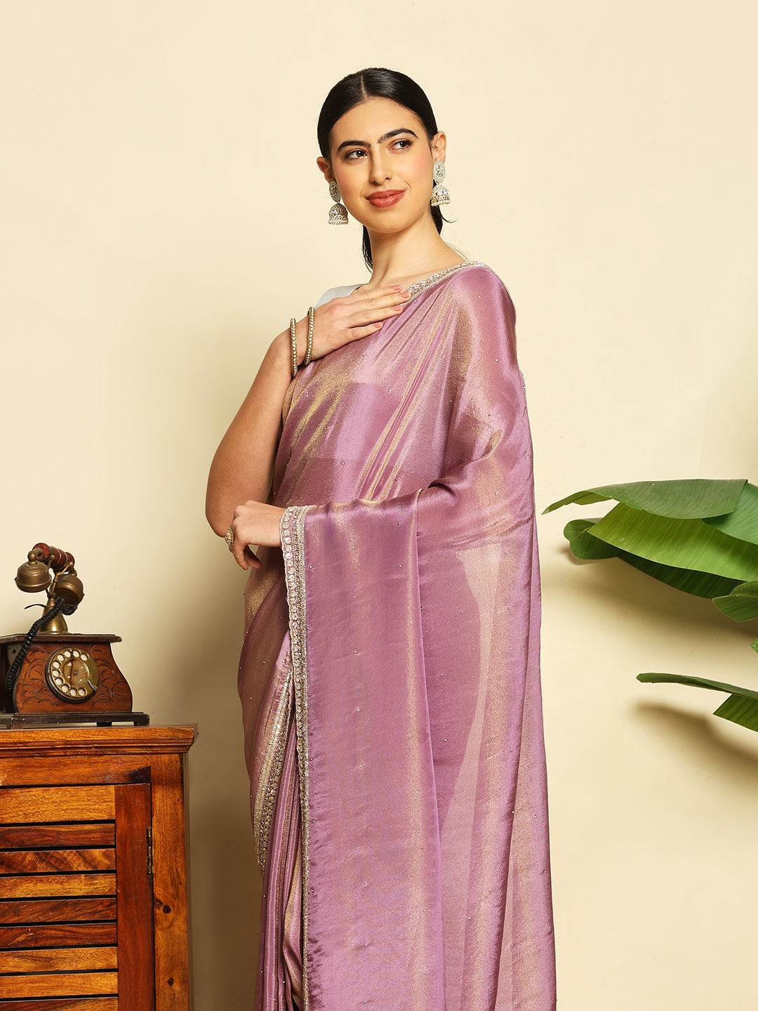 Sequence Embroidery Tissue Saree