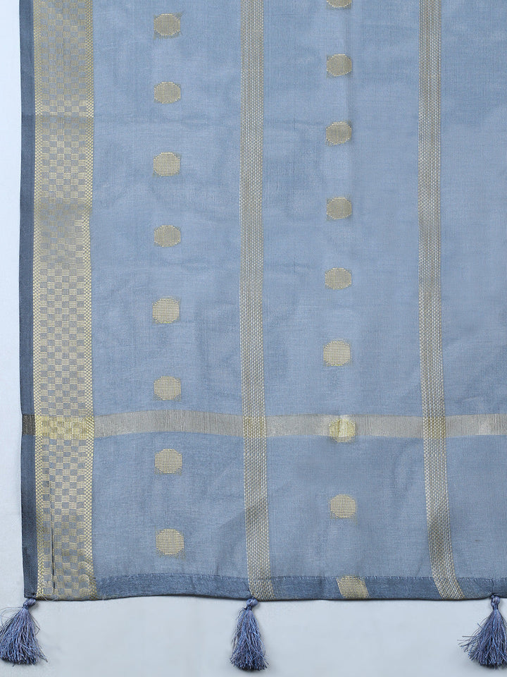 Banarasi Chanderi Unstitched Suit With Pant &amp; Dupatta