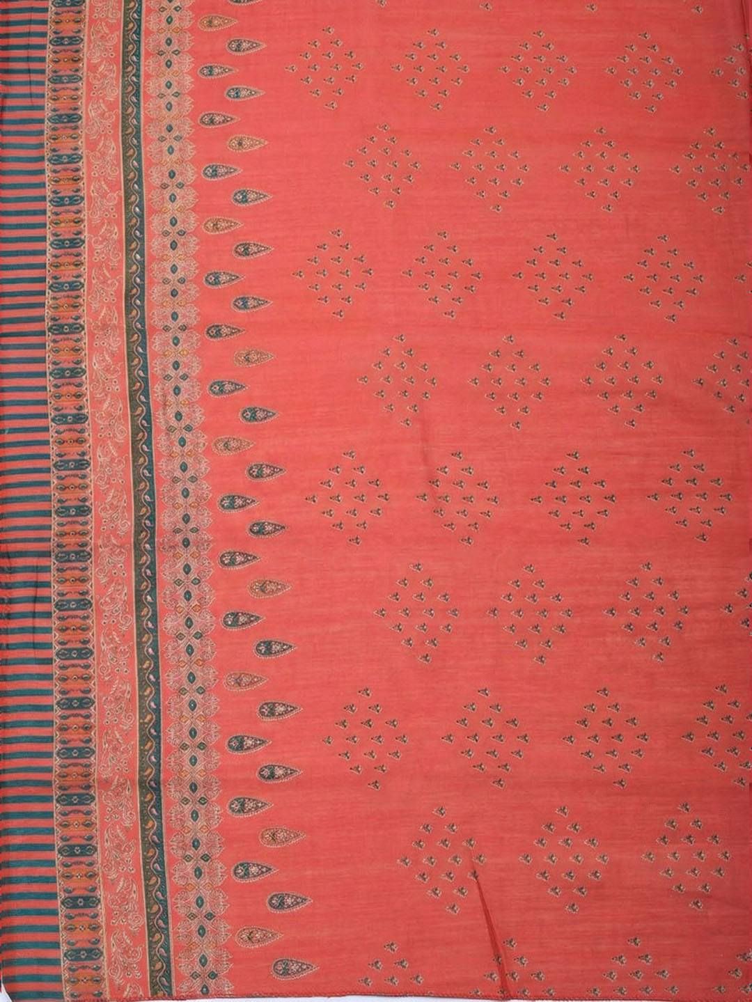 Printed Cotton Blend Unstitched Suit With Pant &amp; Dupatta