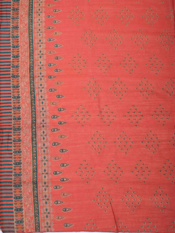Printed Cotton Blend Unstitched Suit With Pant &amp; Dupatta