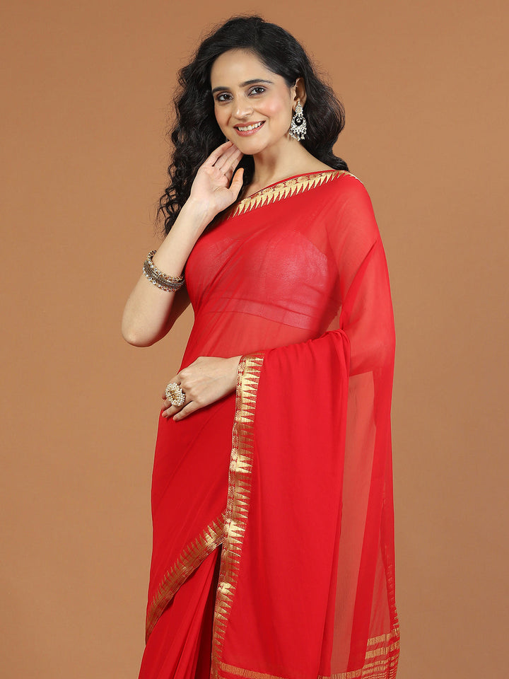 Zari Border Chiffon Woven Saree