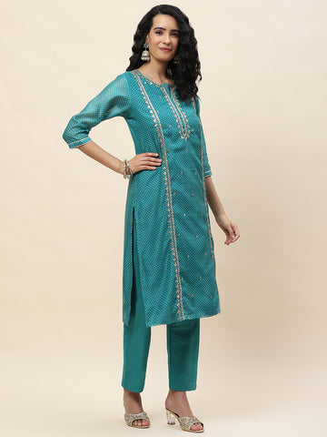 Gota Work Chanderi Kurta With Pants