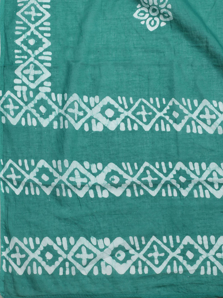 Printed Cotton Blend Unstitched Kurta With Pant &amp; Dupatta