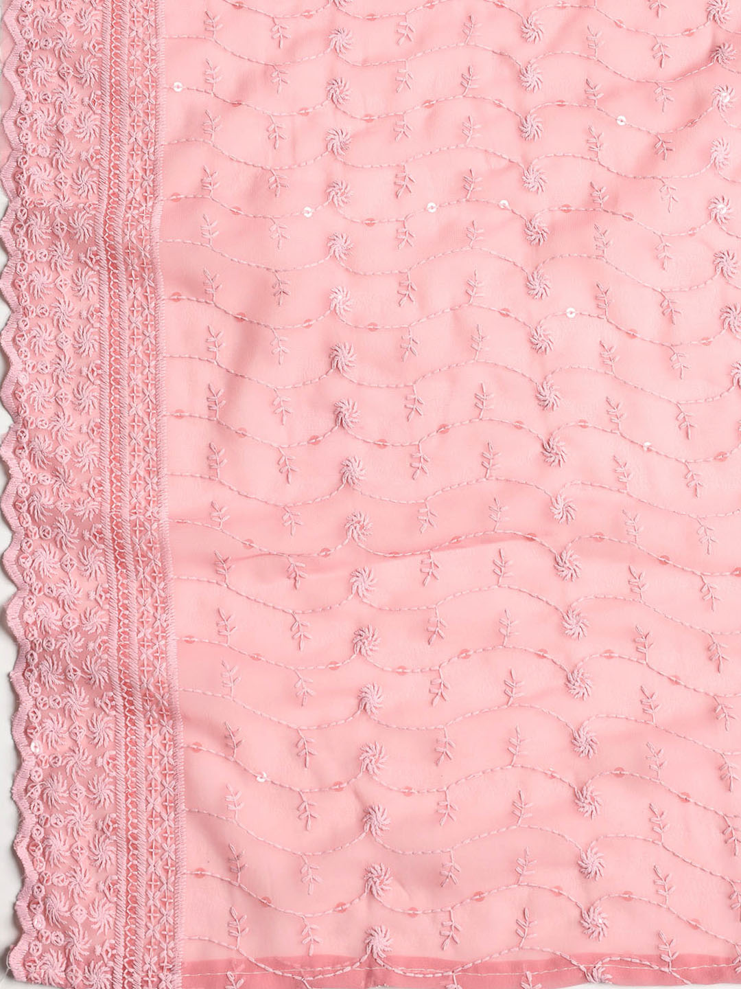 Chikan Work Georgette Unstitched Suit With Dupatta