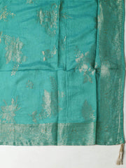 Embroidered Chanderi Mehndi Unstitched Suit With Pant & Dupatta