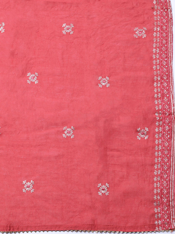 Embroidered Cotton Unstitched Suit With Pant &amp; Dupatta