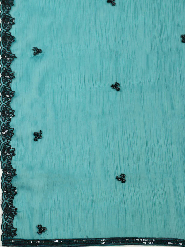Embroidered Organza Unstitched Suit With Pant &amp; Dupatta