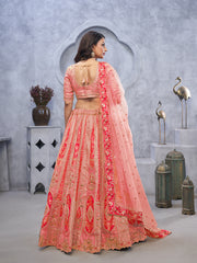 Resham Embroidery Tissue Choli With Lehenga & Dupatta