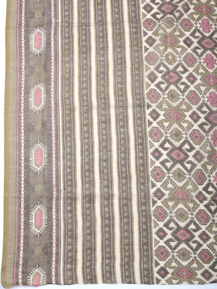 Printed Cotton Blend Unstitched Suit With Pant &amp; Dupatta