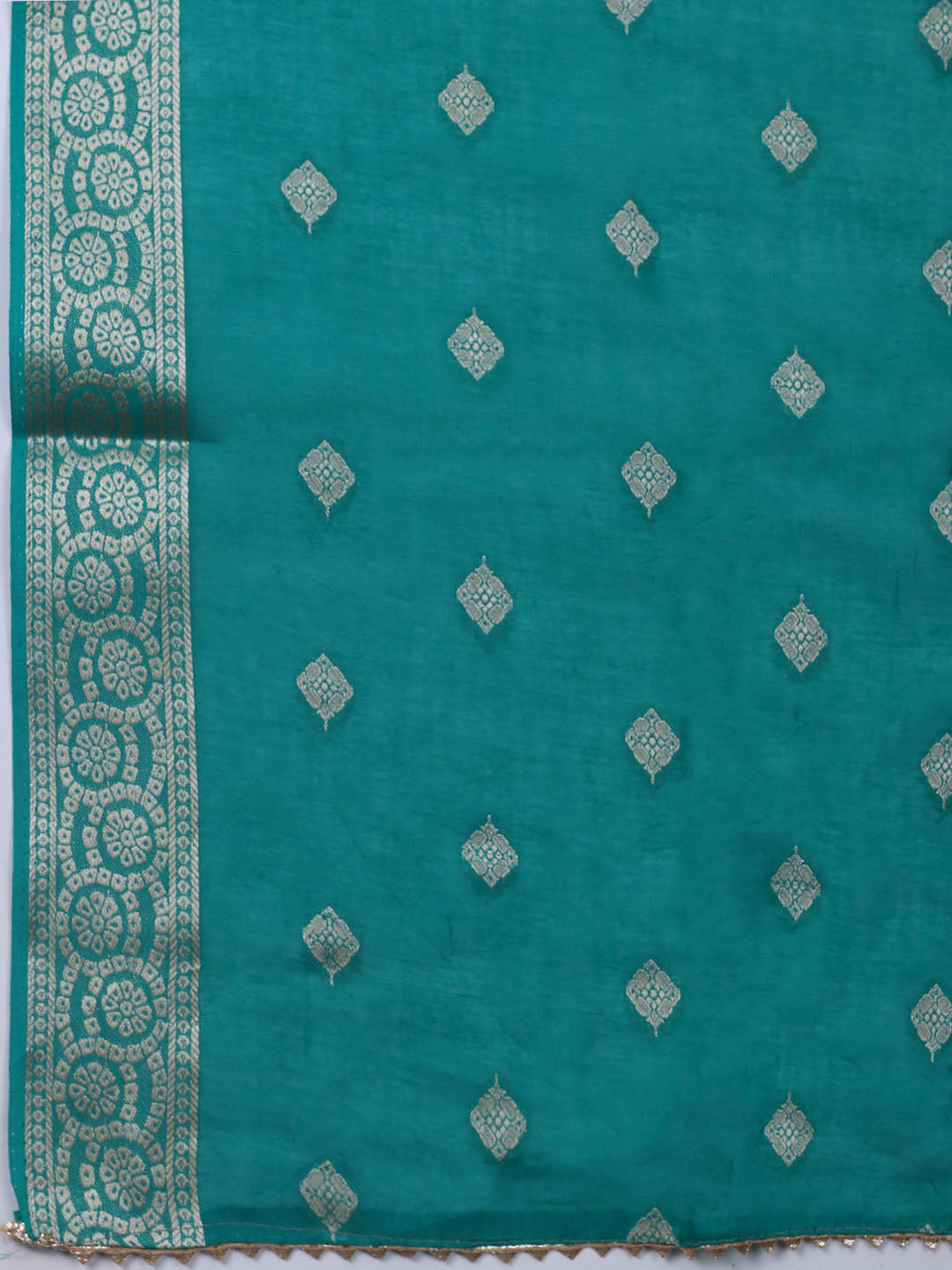Neck Embroidered Chanderi Unstitched Suit With Dupatta