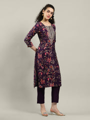 Neck Embroidered Muslin Kurta With Pants