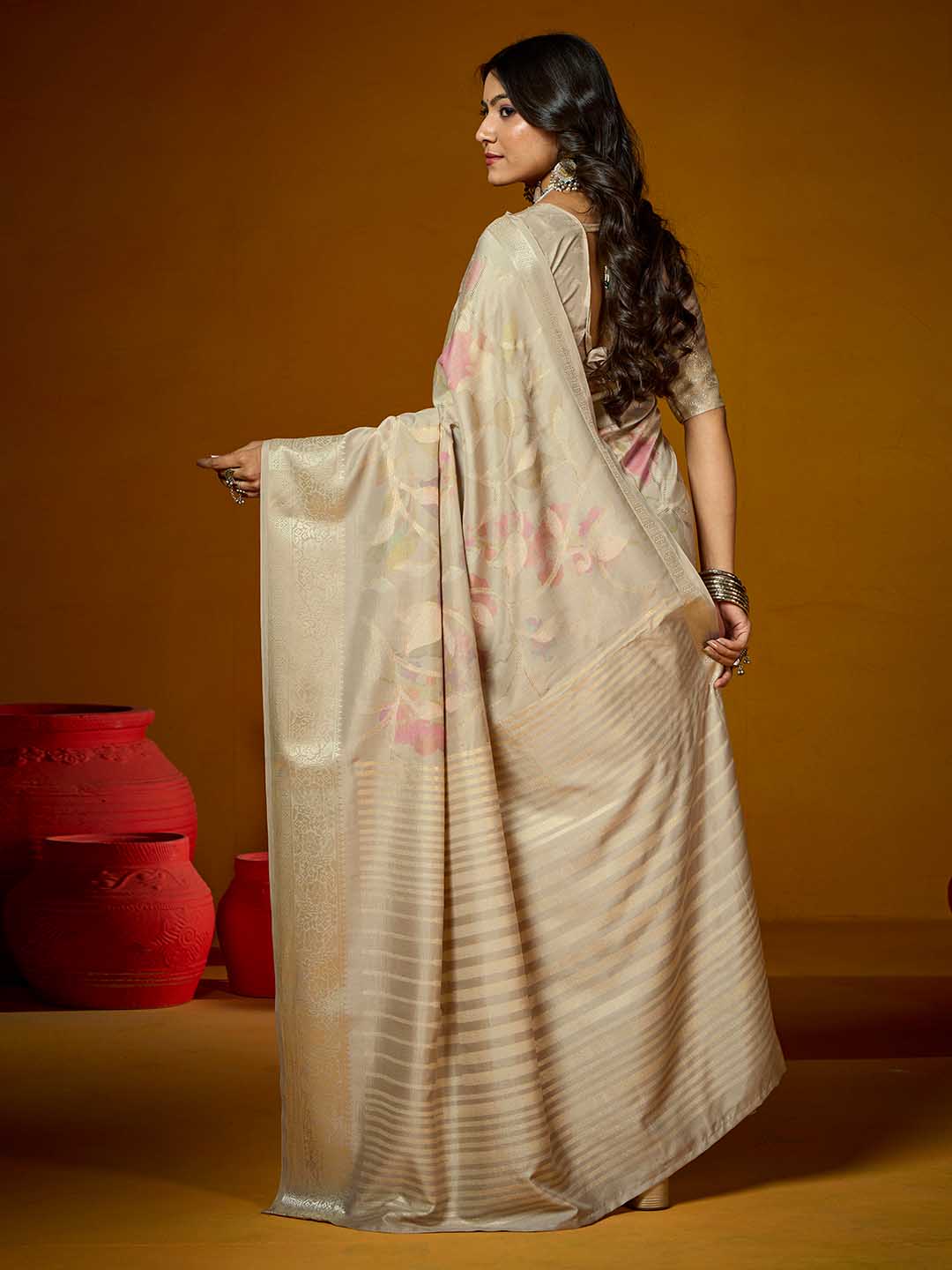 Floral Printed Art Silk Woven Saree