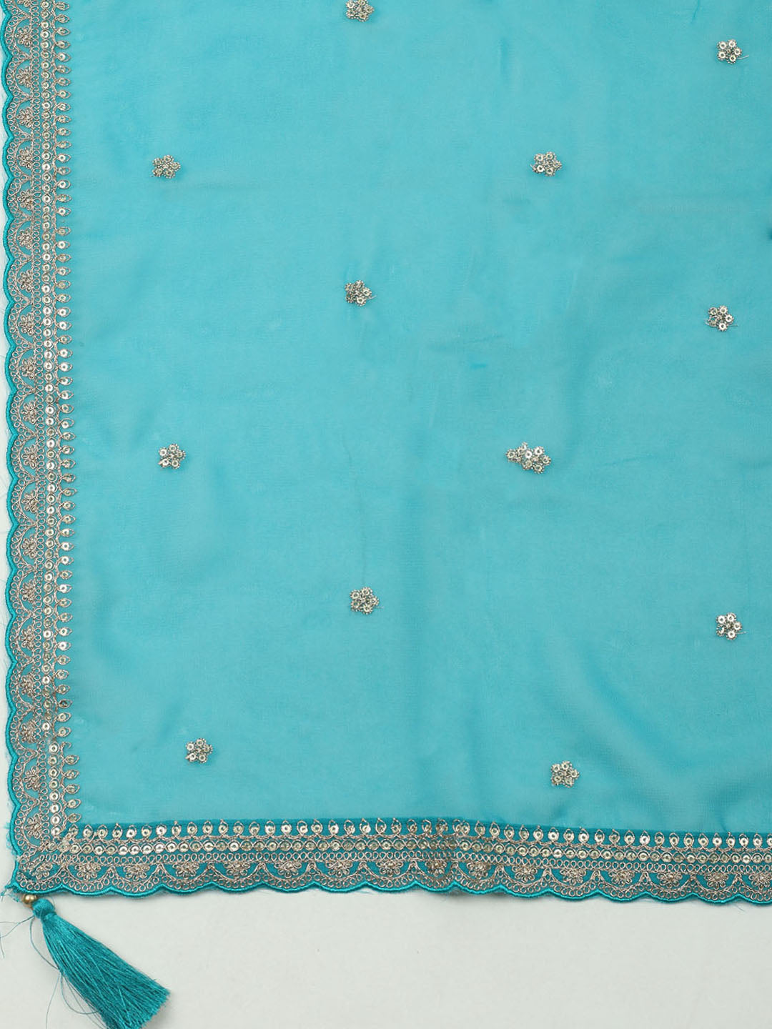 Embroidered Art Silk Unstitched Suit With Dupatta