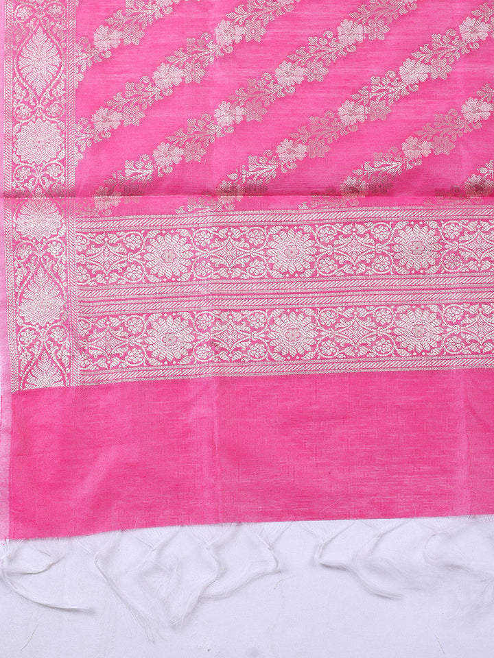 Woven Design Chanderi Unstitched Suit With Pant &amp; Dupatta